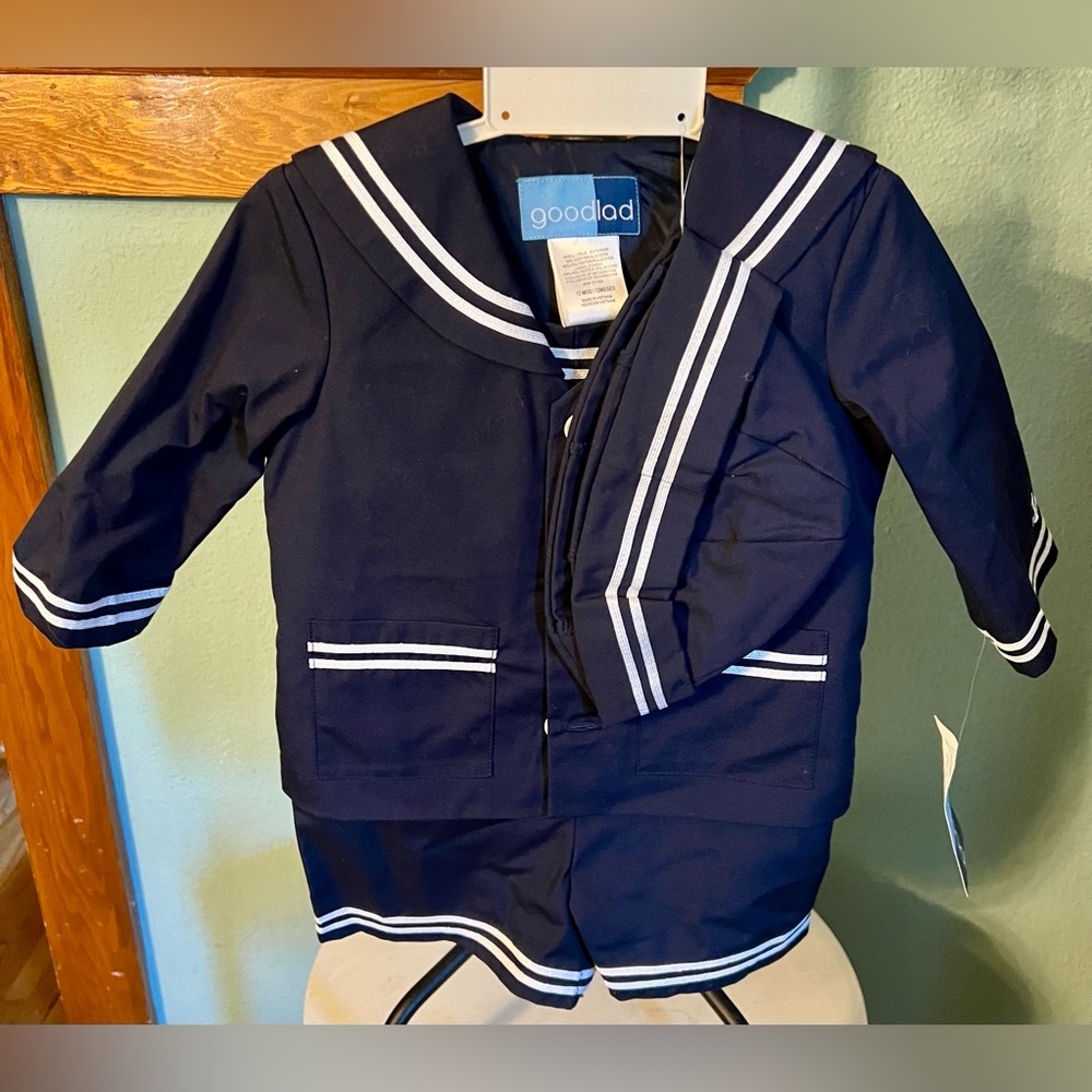 NAVY SAILOR SUIT OUTFIT (3 Piece) NEW          Toddler Sz 12 m